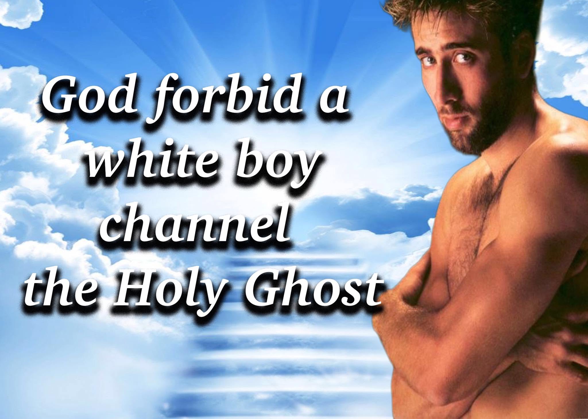 White Boy Nicolas Cage Holy sticker